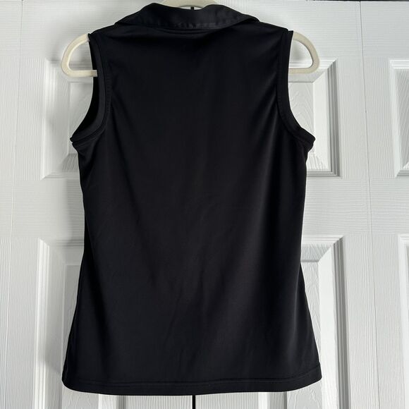 IZOD Sleeveless Polo Women's Size S Black Split Front Sequins Golf Shirt - Picture 2 of 5